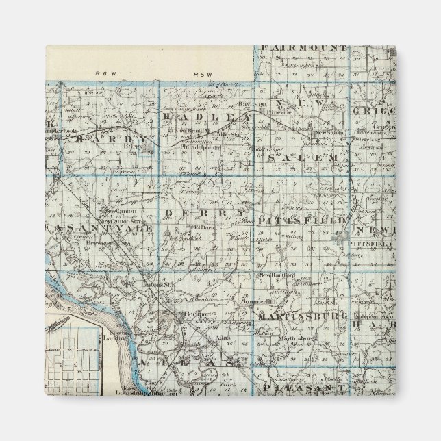 Aimant Carte du comté de Pike et de Pittsfield (Devant)