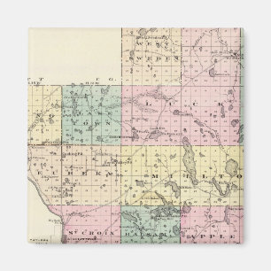 Aimant Carte du comté de Polk, État du Wisconsin