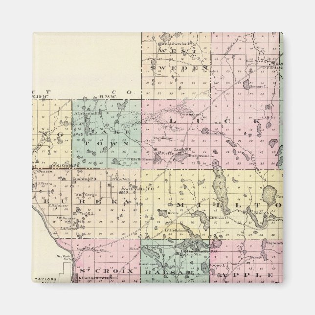 Aimant Carte du comté de Polk, État du Wisconsin (Devant)
