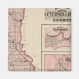 Aimant Carte du comté de Vermillion avec Newport