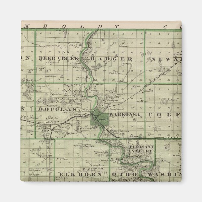 Aimant Carte du comté de Webster, État de l'Iowa (Devant)