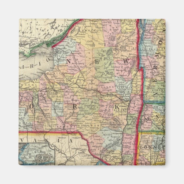Aimant Carte Du Comté Des États De New York (Devant)