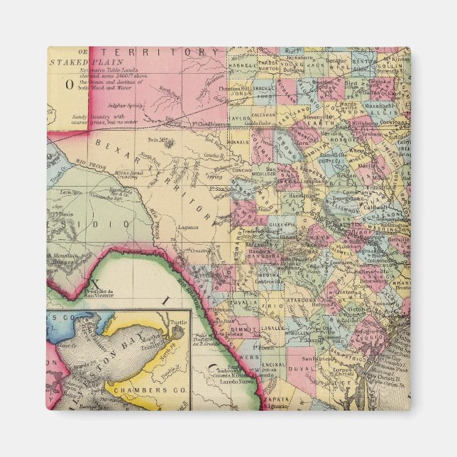 Aimant Carte Du Comté Du Texas (Devant)