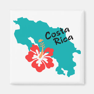 Aimant Carte du Costa Rica avec hibiscus