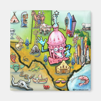 Aimant Carte du dessin animé Austin Texas