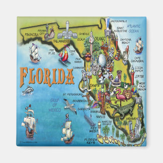 Aimant Carte du dessin animé en Floride