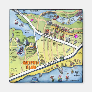 Aimant Carte du dessin animé Galveston Texas
