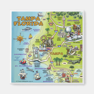 Aimant Carte du dessin de Tampa en Floride