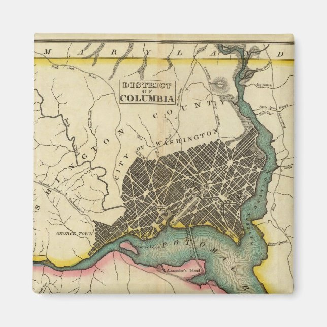 Aimant Carte Du District De Columbia (Devant)