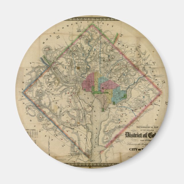 Aimant Carte du district de Columbia Civil War Era (Devant)