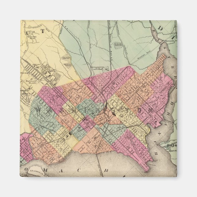 Aimant Carte du district de Columbia, Washington (Devant)