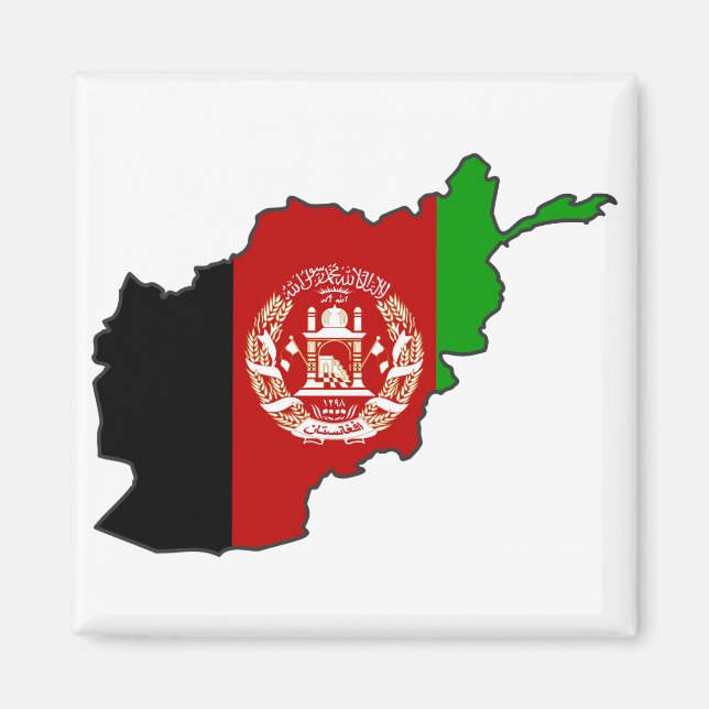 Aimant Carte du drapeau afghan (Devant)