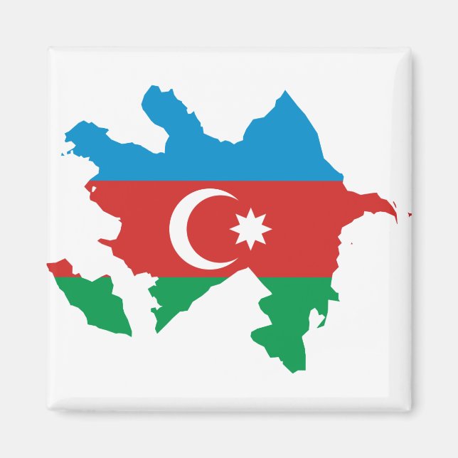 Aimant Carte du drapeau azerbaïdjanais AZ (Devant)