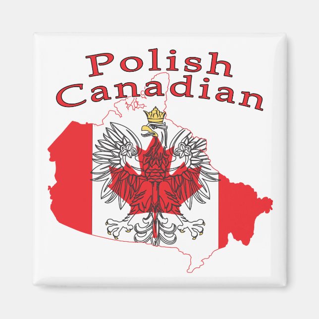Aimant Carte du drapeau canadien polonais (Devant)
