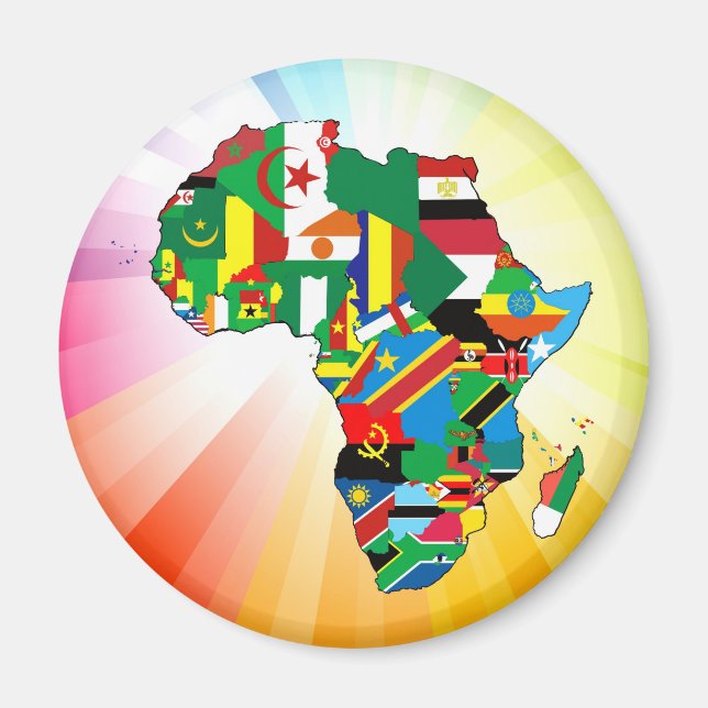 Aimant Carte du drapeau continent africain 2 (Devant)