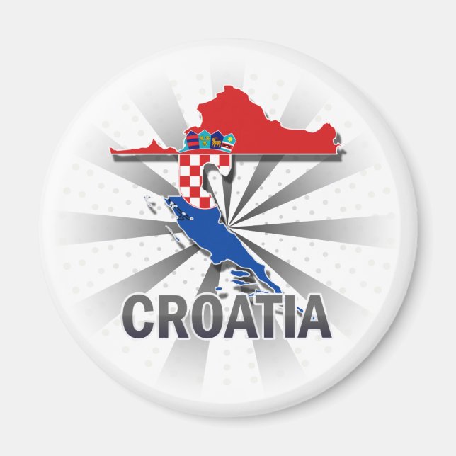 Aimant Carte du drapeau de la Croatie 2.0 (Devant)