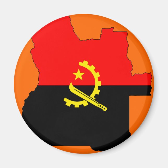 Aimant Carte du drapeau de l'Angola (Devant)