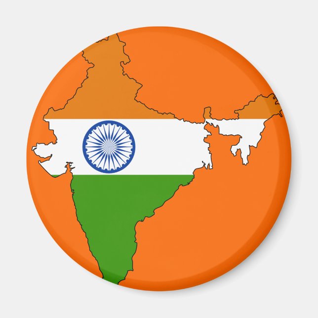 Aimant Carte du drapeau de l'Inde (Devant)