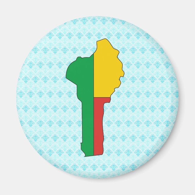 Aimant Carte du drapeau du Bénin pleine taille (Devant)
