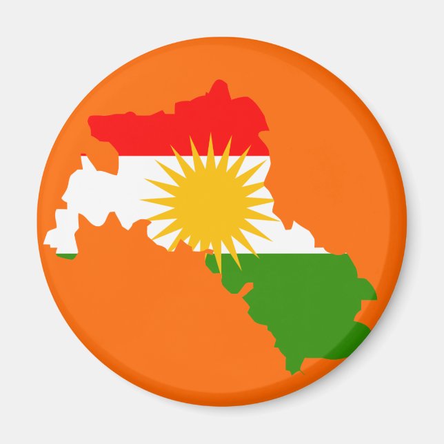 Aimant Carte du drapeau du Kurdistan (Devant)