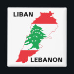 Aimant Carte du drapeau du Liban<br><div class="desc">Carte du drapeau du Liban - Magnet Carré</div>