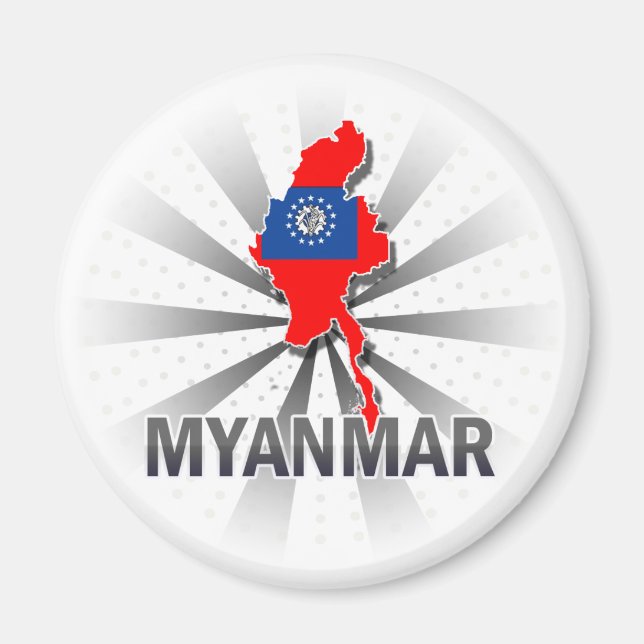 Aimant Carte du drapeau du Myanmar 2.0 (Devant)
