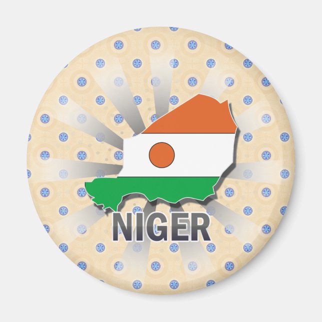 Aimant Carte du drapeau du Niger 2.0 (Devant)
