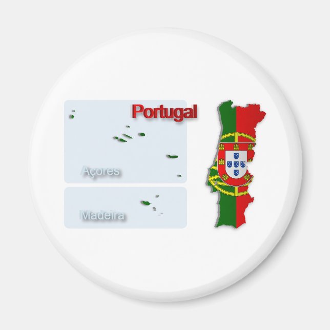 Aimant Carte du drapeau du Portugal_2 (Devant)