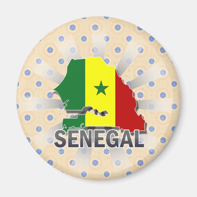 Aimant Carte du drapeau du Sénégal 2.0 (Devant)