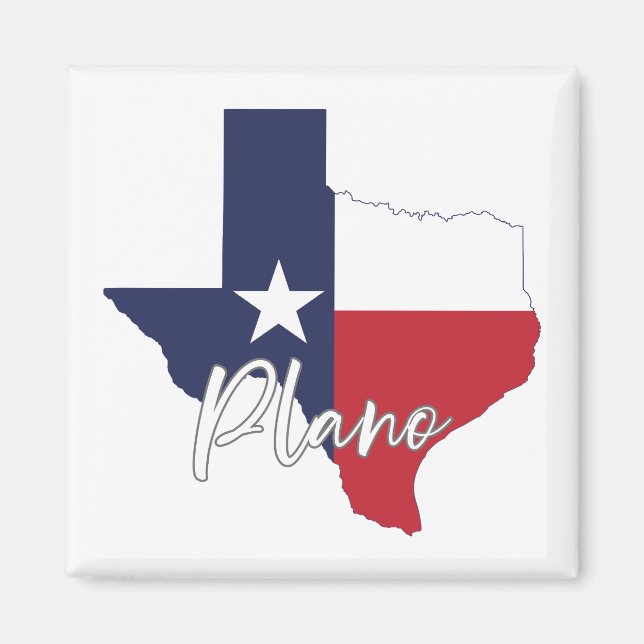 Aimant Carte du drapeau du Texas Plano (Devant)