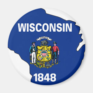 Aimant Carte du drapeau du Wisconsin