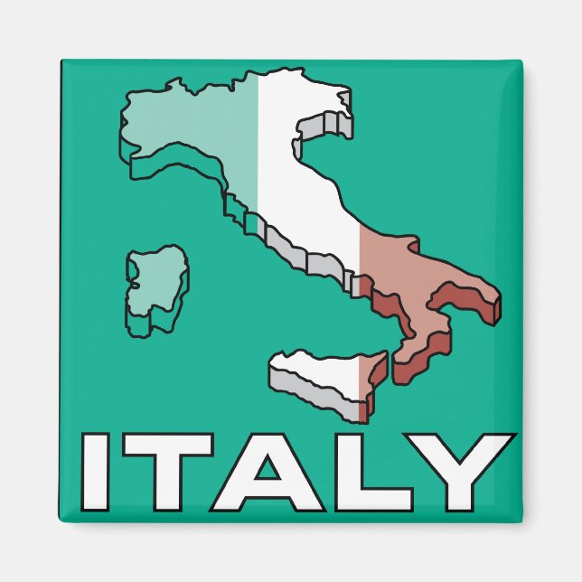 Aimant Carte du drapeau italien (Devant)