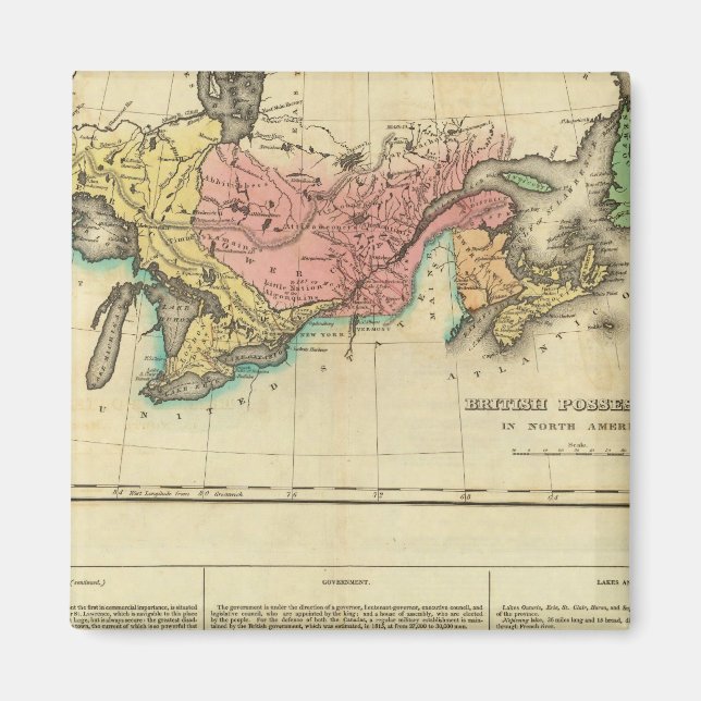 Aimant Carte Du Haut Et Du Bas-Canada (Devant)