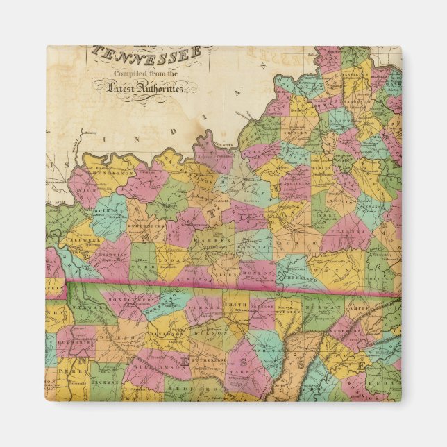 Aimant Carte du Kentucky et du Tennessee (Devant)