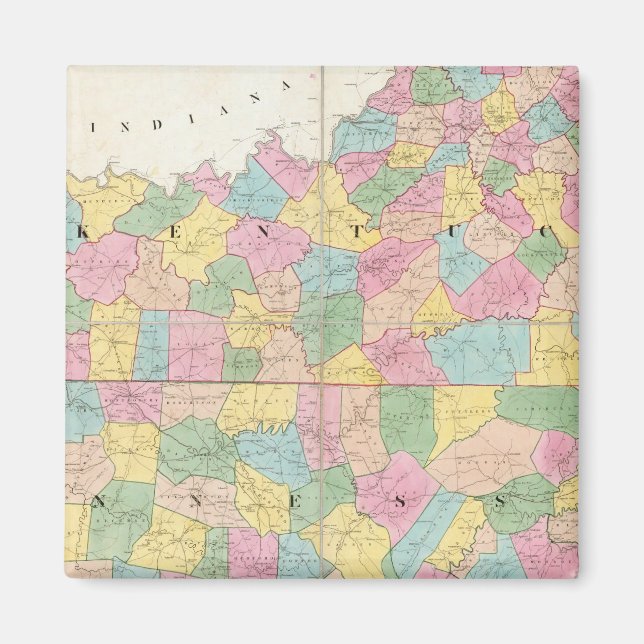 Aimant Carte du Kentucky & Tennessee (Devant)