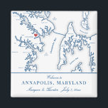 Aimant Carte du Maryland d'Annapolis Destination Mariage<br><div class="desc">Commande rapide et facile ! Ces magnets de carte Annapolis MD font de grands faveurs de mariage en Virginie à inclure dans votre Maryland destination mariage sacs d'accueil. Déplacez le coeur en cliquant sur "Editer à l'aide de l'outil de conception" sous "Personnaliser". Doté d'une carte de l'oeuvre d'Annapolis et de...</div>