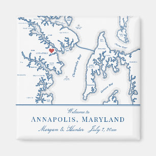 Aimant Carte du Maryland d'Annapolis Destination Mariage