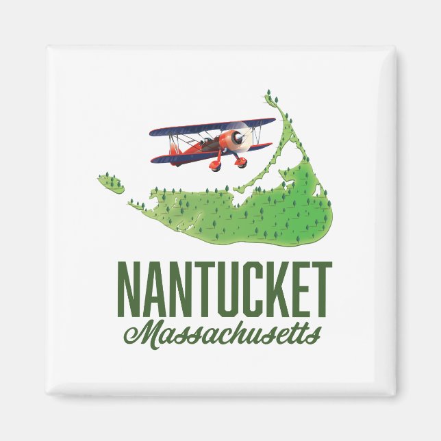 Aimant Carte du Massachusetts de Nantucket (Devant)