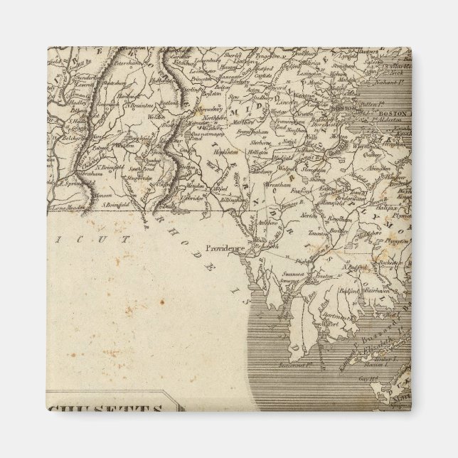 Aimant Carte du Massachusetts par Arrowsmith (Devant)