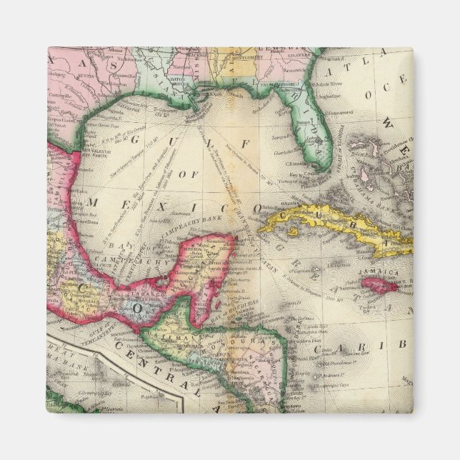 Aimant Carte Du Mexique, Amérique Centrale (Devant)