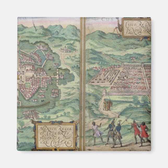 Aimant Carte du Mexique et Cuzco, de 'Civitates Orbis Ter (Devant)
