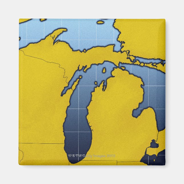 Aimant Carte du Michigan 2 (Devant)