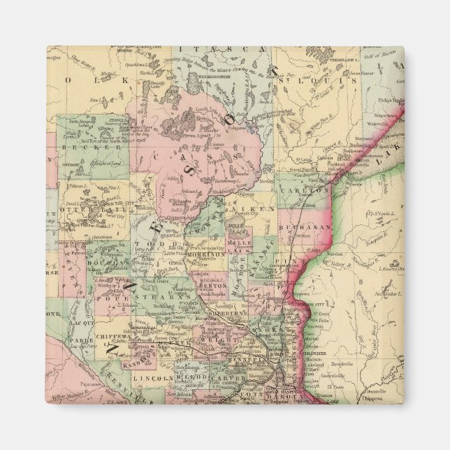 Aimant Carte du Minnesota par Mitchell (Devant)