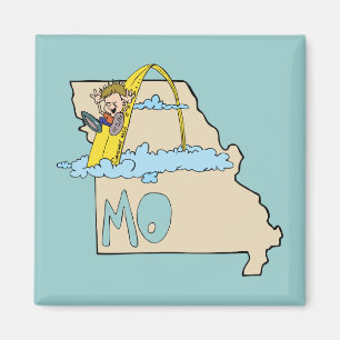 Aimant Carte du Missouri MO avec dessin de Saint Louis Ar