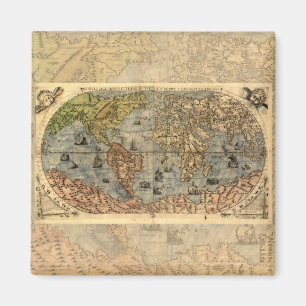 Aimant Carte du monde antique de Forlani 1565 Cartographi
