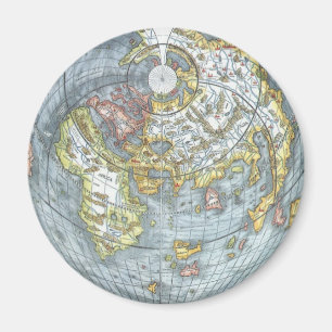 Aimant Carte du monde antique en forme de cœur vintage Pe