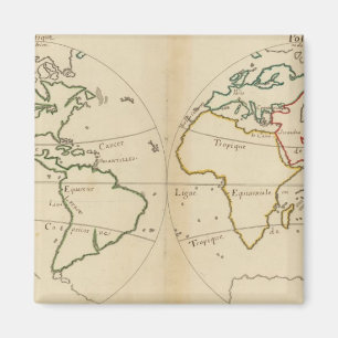 Aimant Carte du monde avec les tropiques