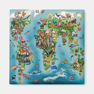 Aimant Carte du monde des animaux