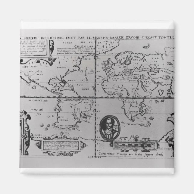 Aimant Carte du monde détaillant les expéditions (Devant)
