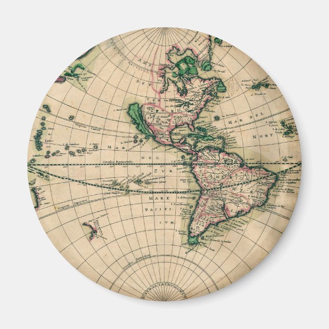 Aimant Carte du monde du 17e siècle (Devant)